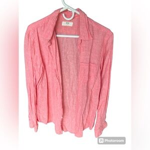 Men’s Pink Uniqlo Medium Long Sleeve Linen Button Down Shirt